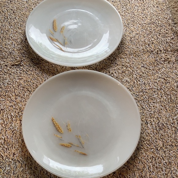 2 Vintage Fire King Oven Ware Wheat Dinner Plates - Picture 4 of 9